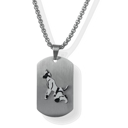 Dog Tag Puppy - Silver Brushed