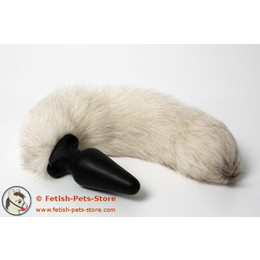 Plug with fur tail, color wild white, size L