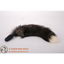 Small Plug with Fur Tail, white tipped black