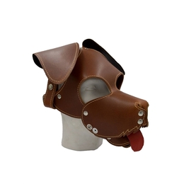 Leather Dog Hood Brown with Floppy Ears and Muzzle